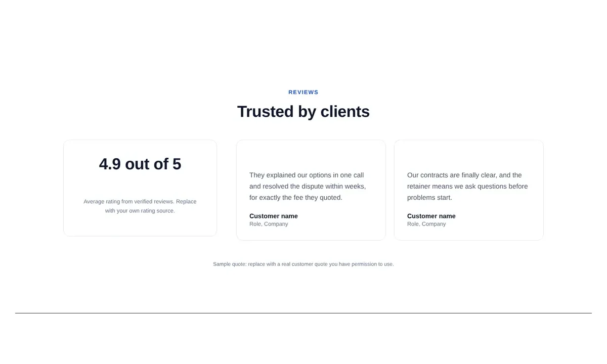 Desktop preview of the Client rating summary Elementor template