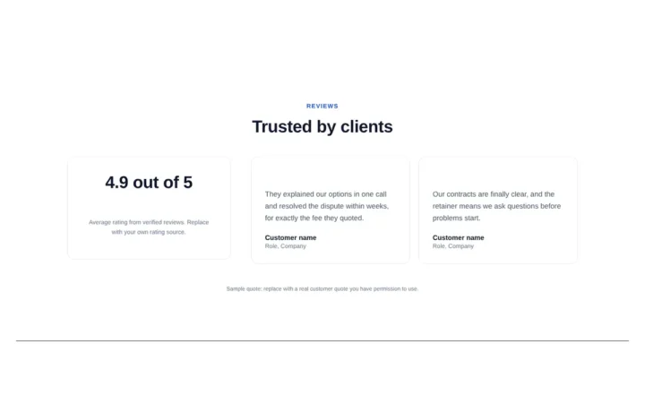 Desktop preview of the Client rating summary Elementor template
