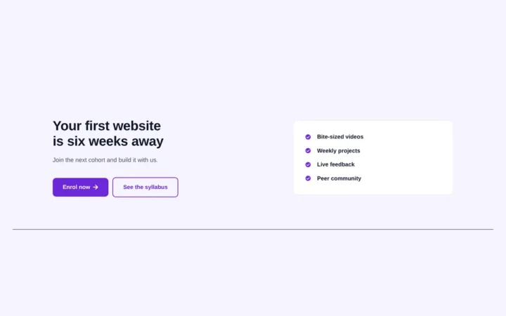 Desktop preview of the CTA with benefits card Elementor template