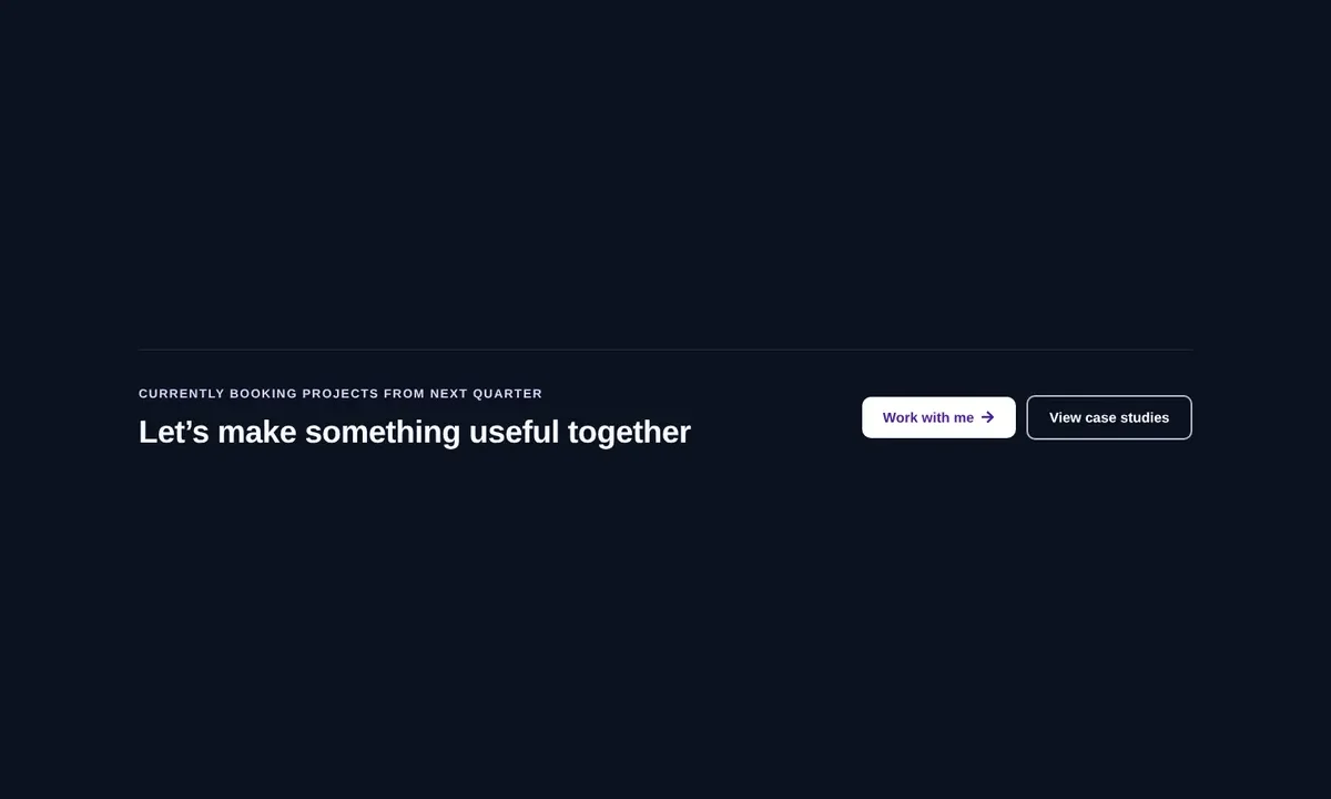 Desktop preview of the Dark slim CTA row Elementor template