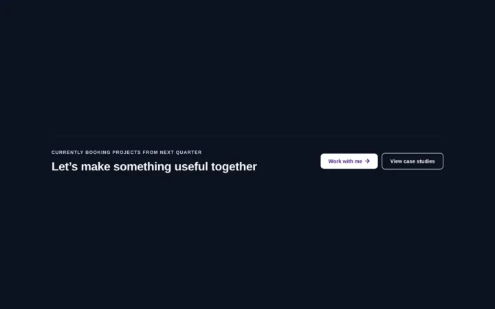 Desktop preview of the Dark slim CTA row Elementor template