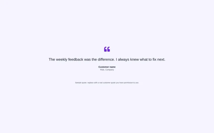 Desktop preview of the Large student quote Elementor template