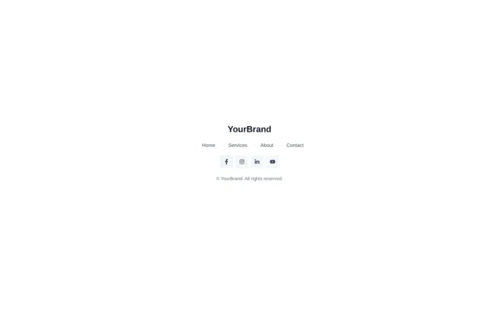 Desktop preview of the Minimal centred footer Elementor template
