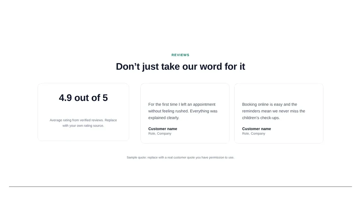 Desktop preview of the Rating summary with reviews Elementor template