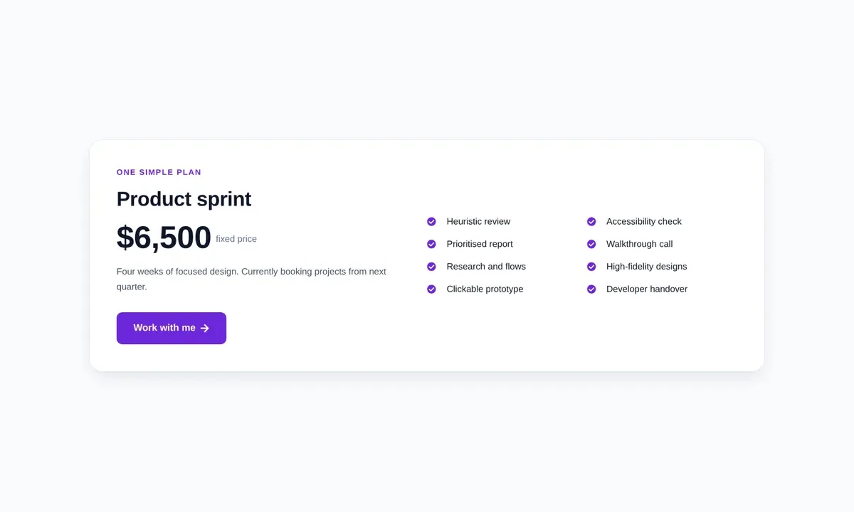 Desktop preview of the Single featured offer Elementor template