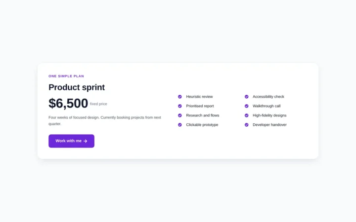 Desktop preview of the Single featured offer Elementor template
